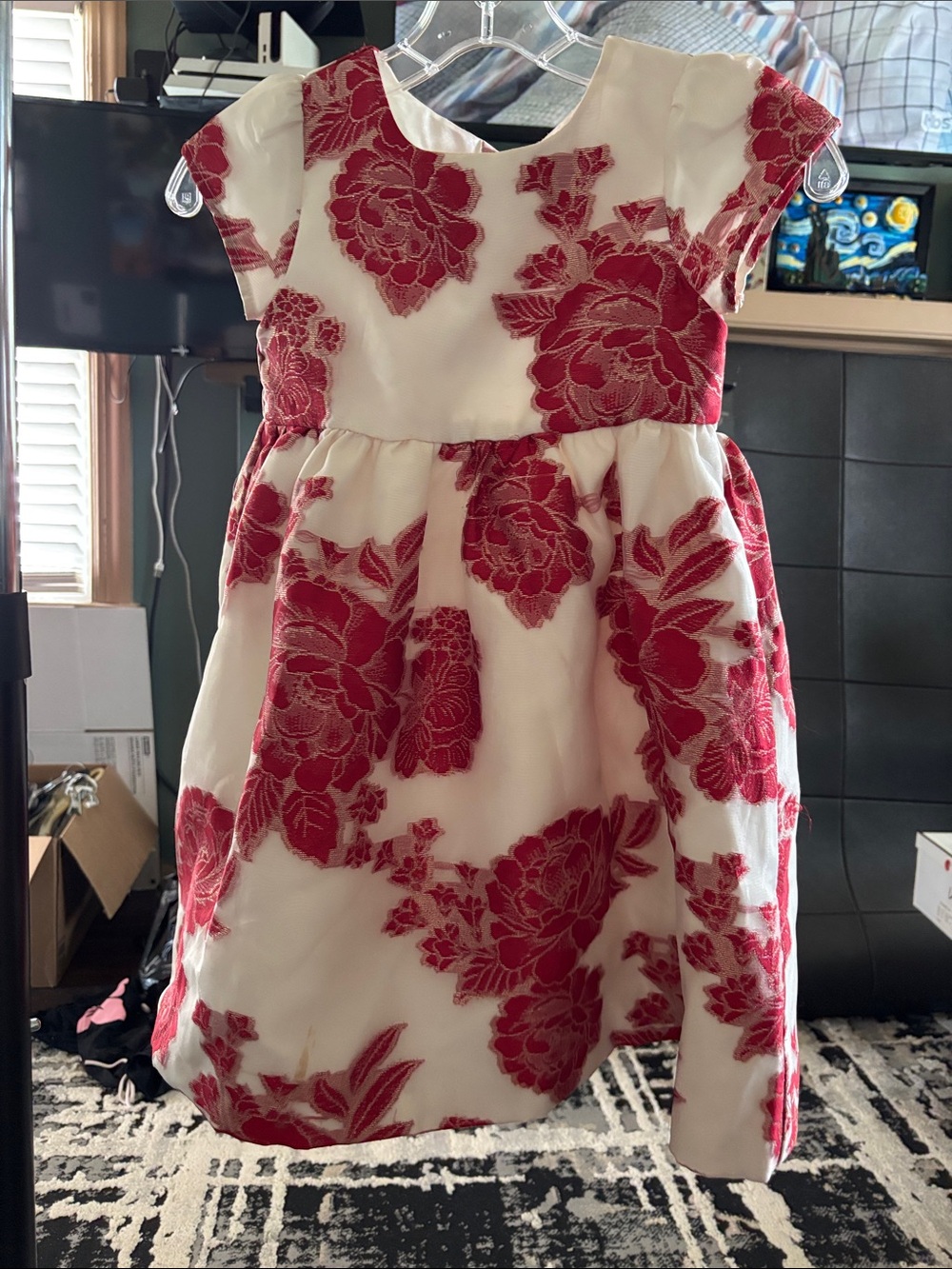 Gymboree White Dress with Red Floral Appliqué